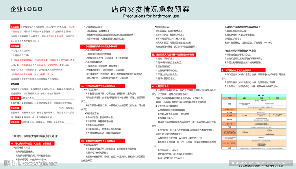 健身房突发疾病急救预案