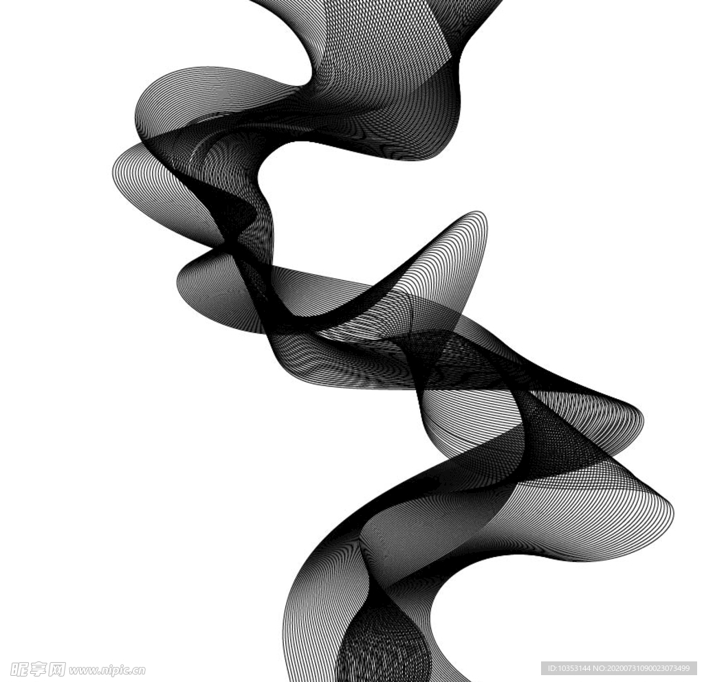现代简约抽象黑白流体矢量线条
