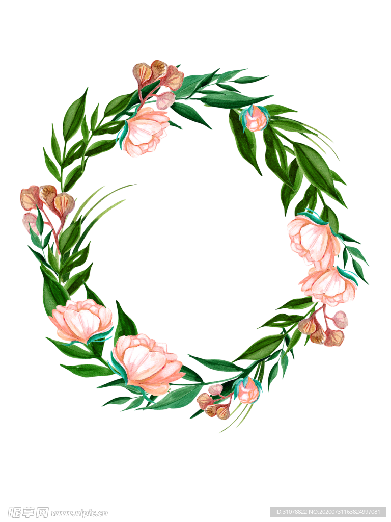 小清新水彩花圈绘画