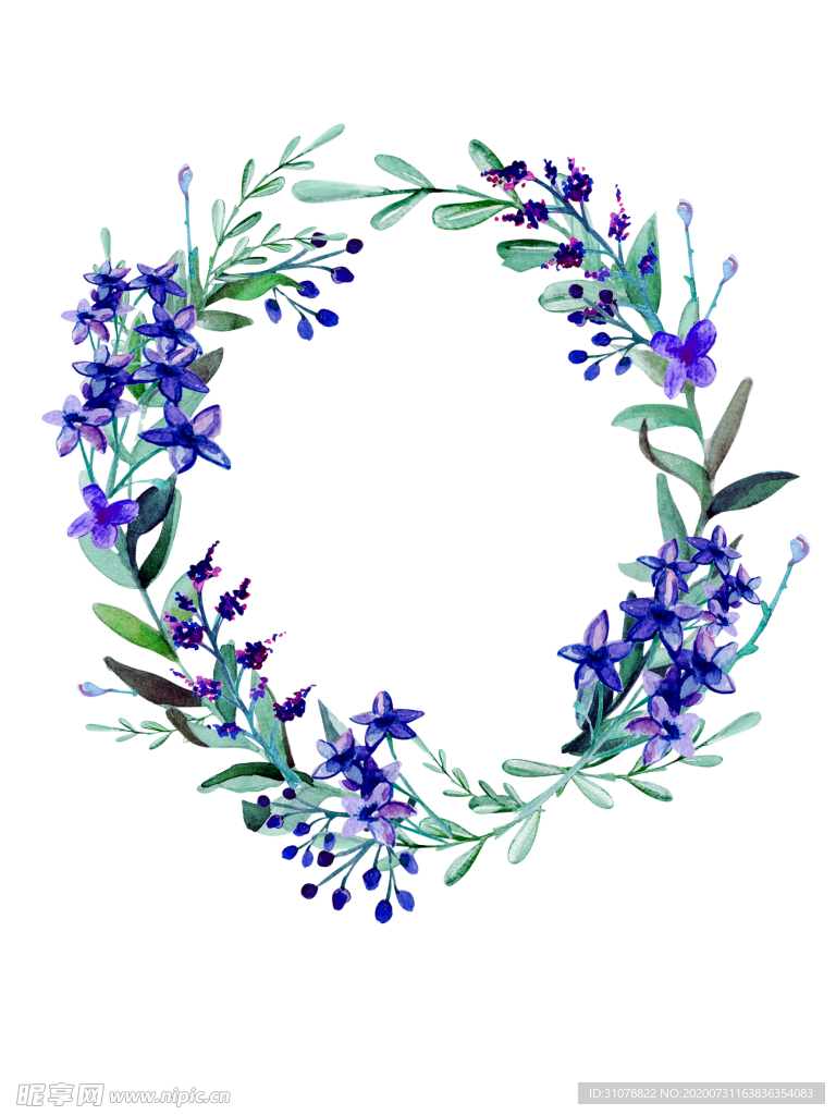小清新水彩花圈绘画