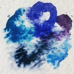 蓝色 黑色紫色  水彩 水墨画