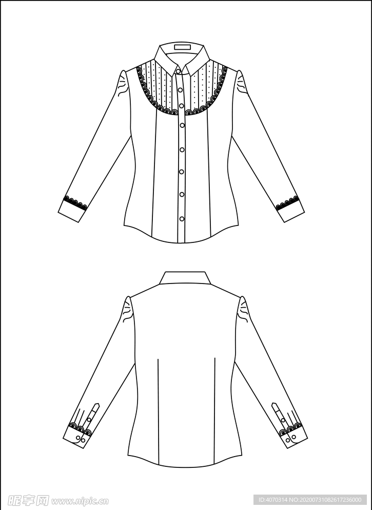 服装设计效果图夏季女装衬衫长袖