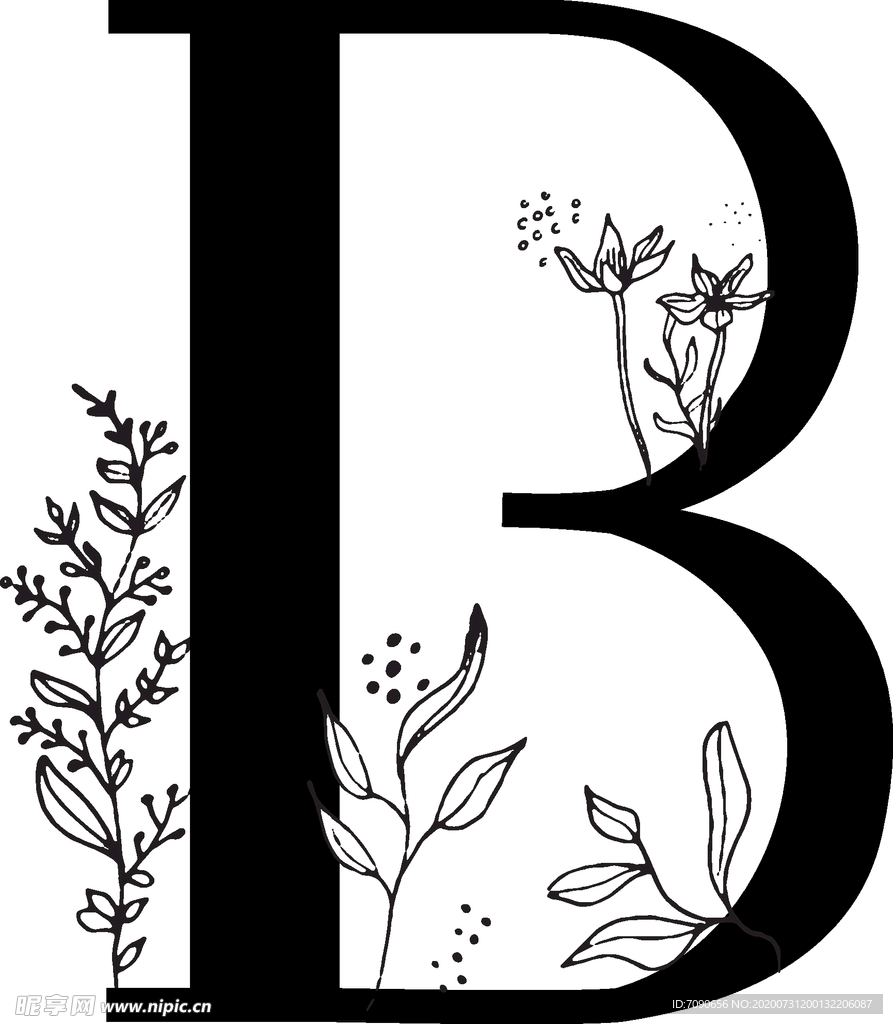 手绘花纹字母