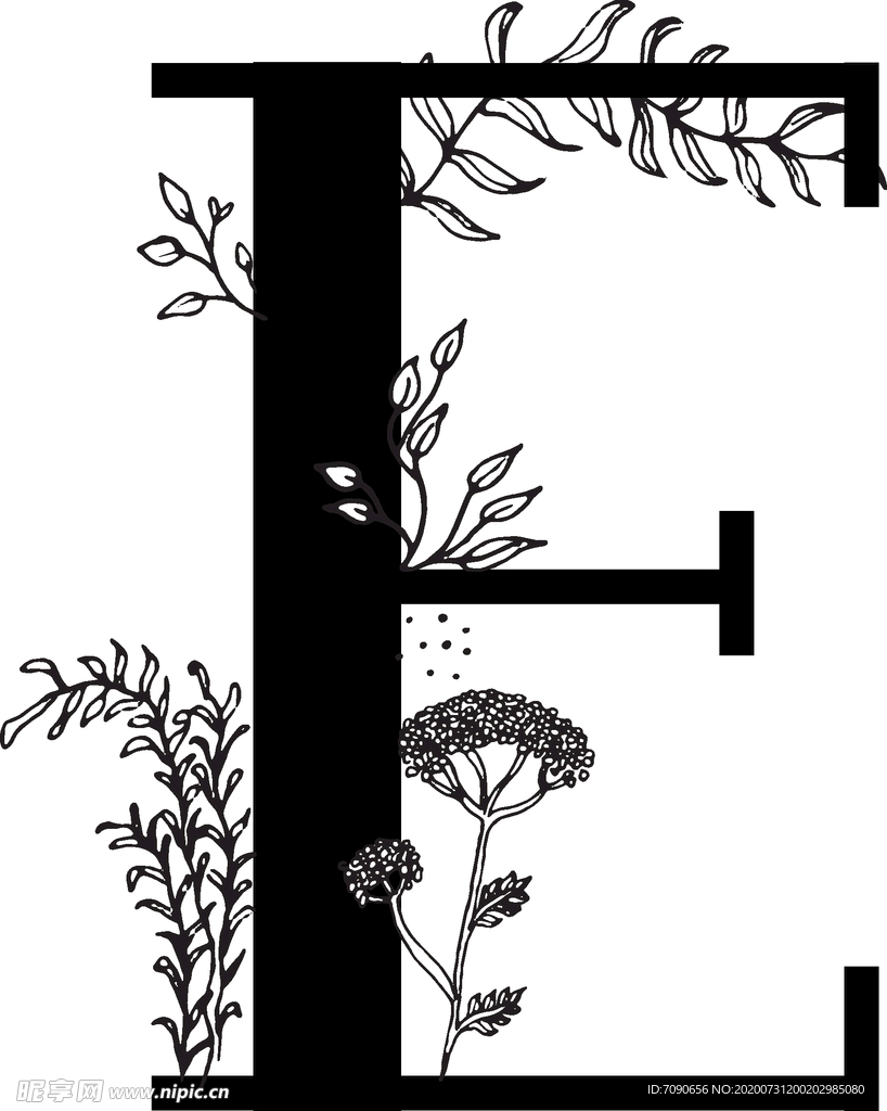 手绘花纹字母