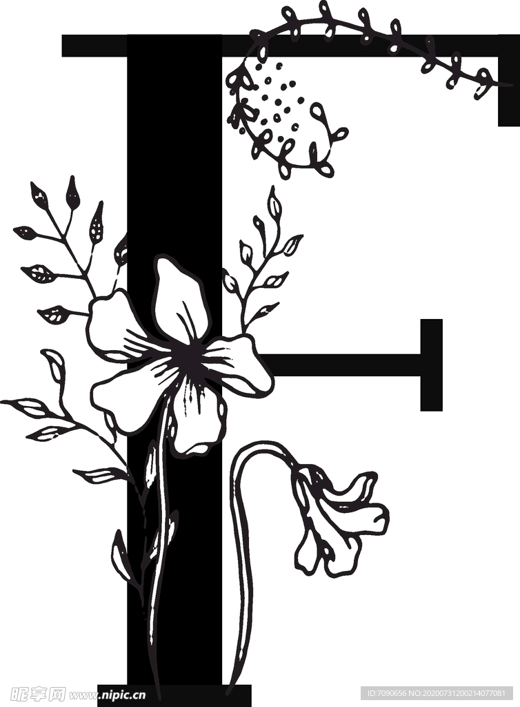 手绘花纹字母