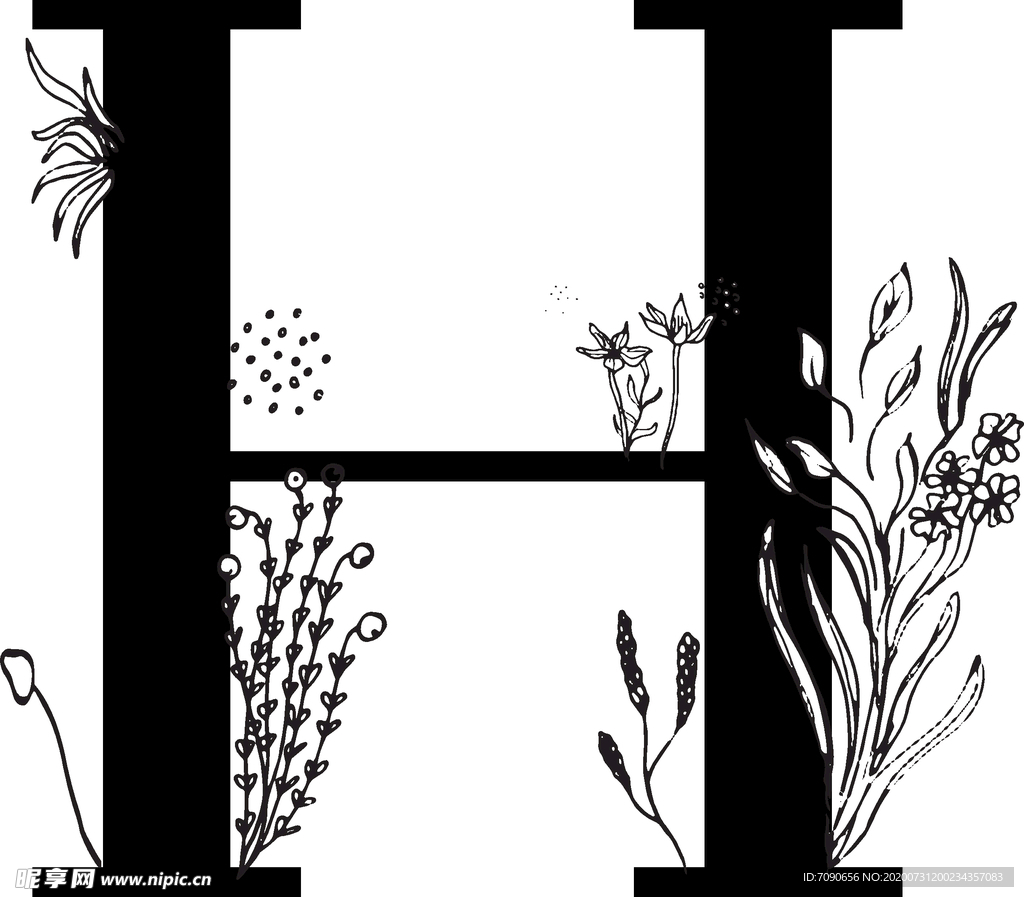 手绘花纹字母