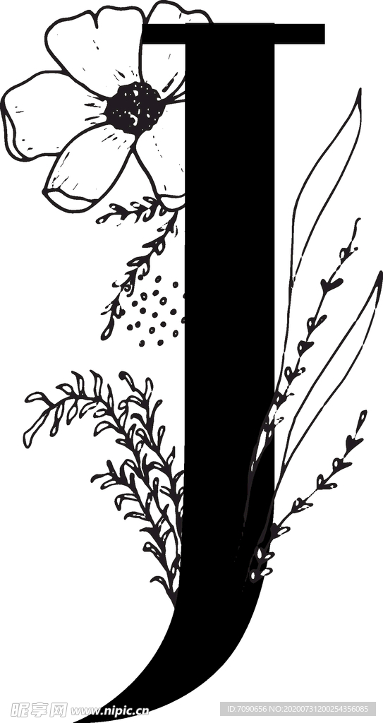 手绘花纹字母
