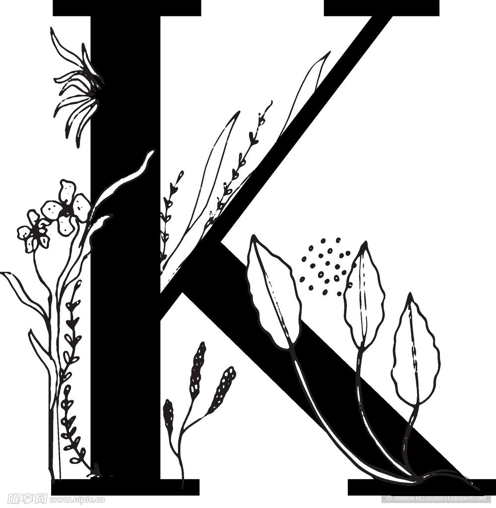 手绘花纹字母
