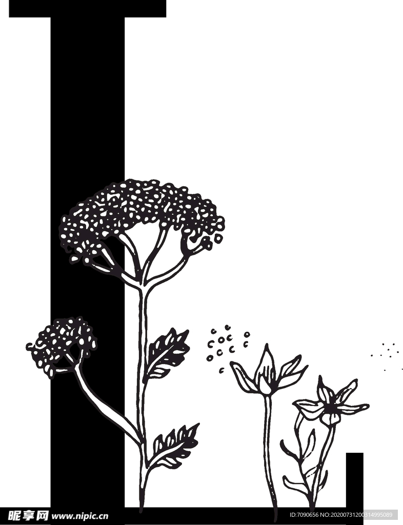 手绘花纹字母