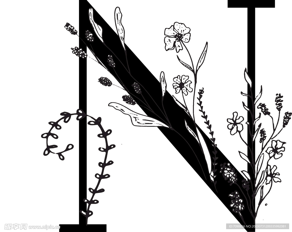 手绘花纹字母