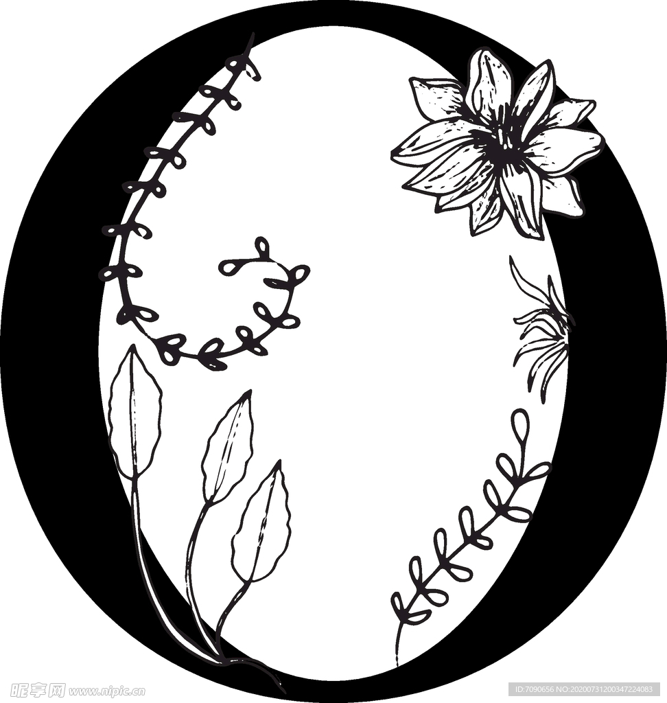 手绘花纹字母