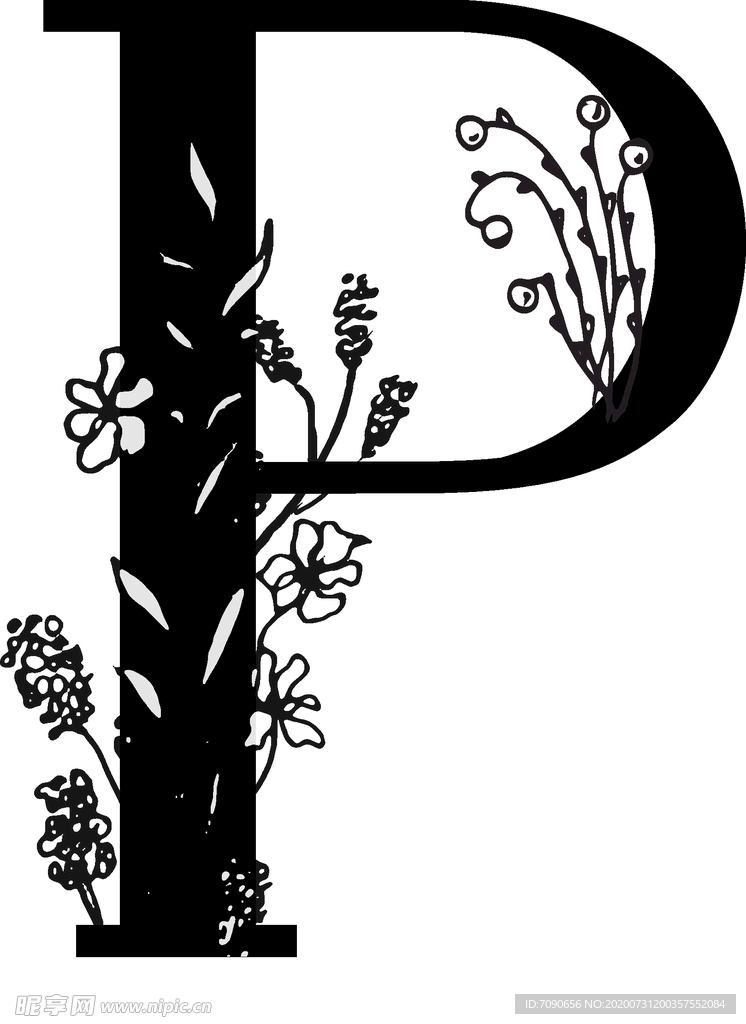 手绘花纹字母