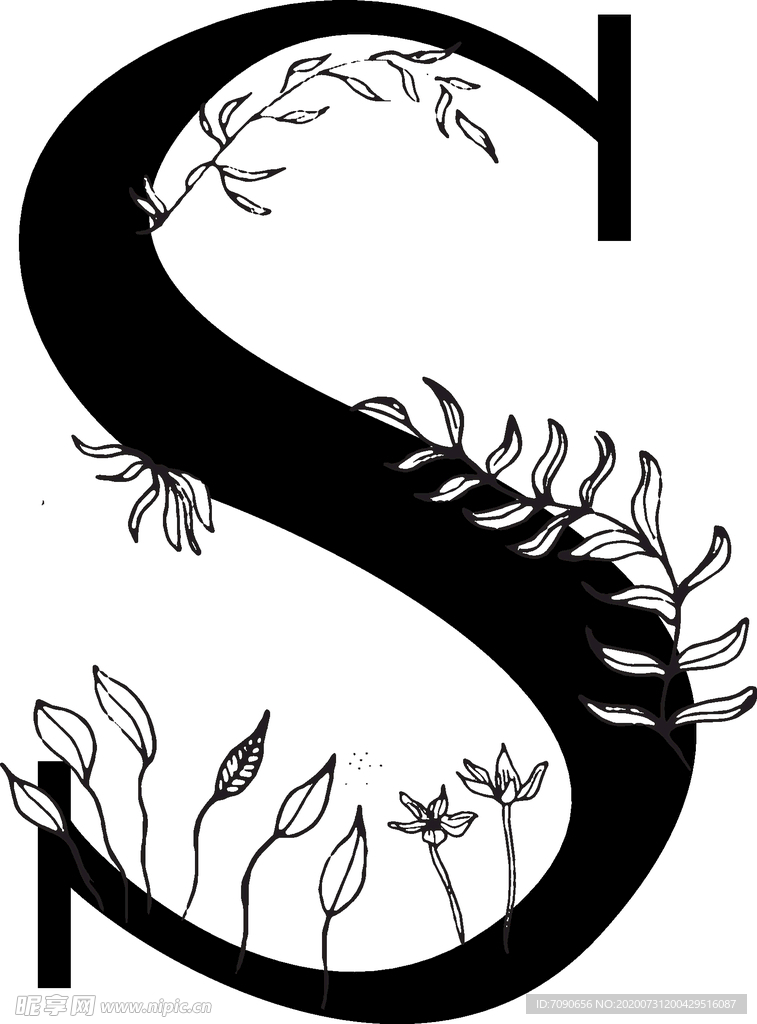 手绘花纹字母