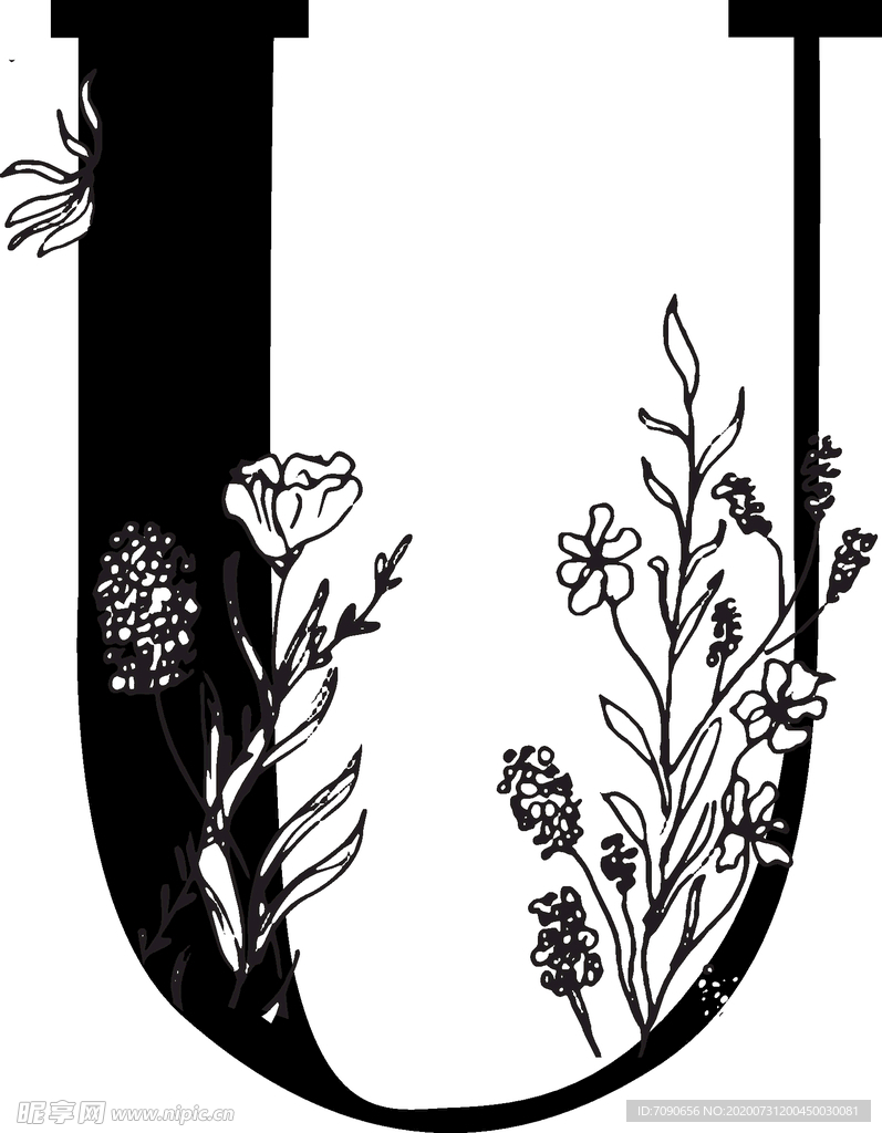 手绘花纹字母