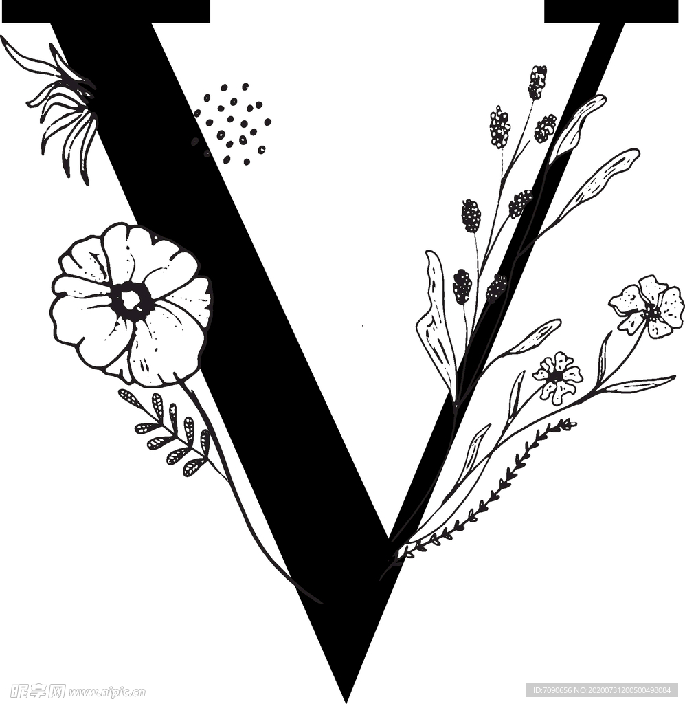 手绘花纹字母