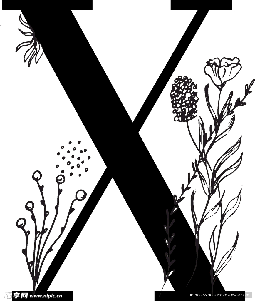 手绘花纹字母