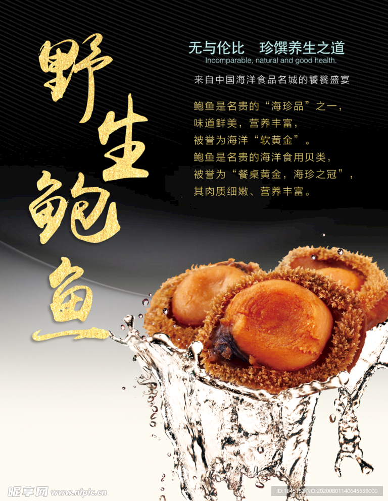 野生鲍鱼美食海报