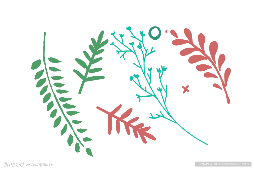手绘水墨植物