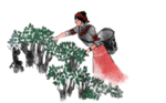 采茶人物插画卡通海报素材