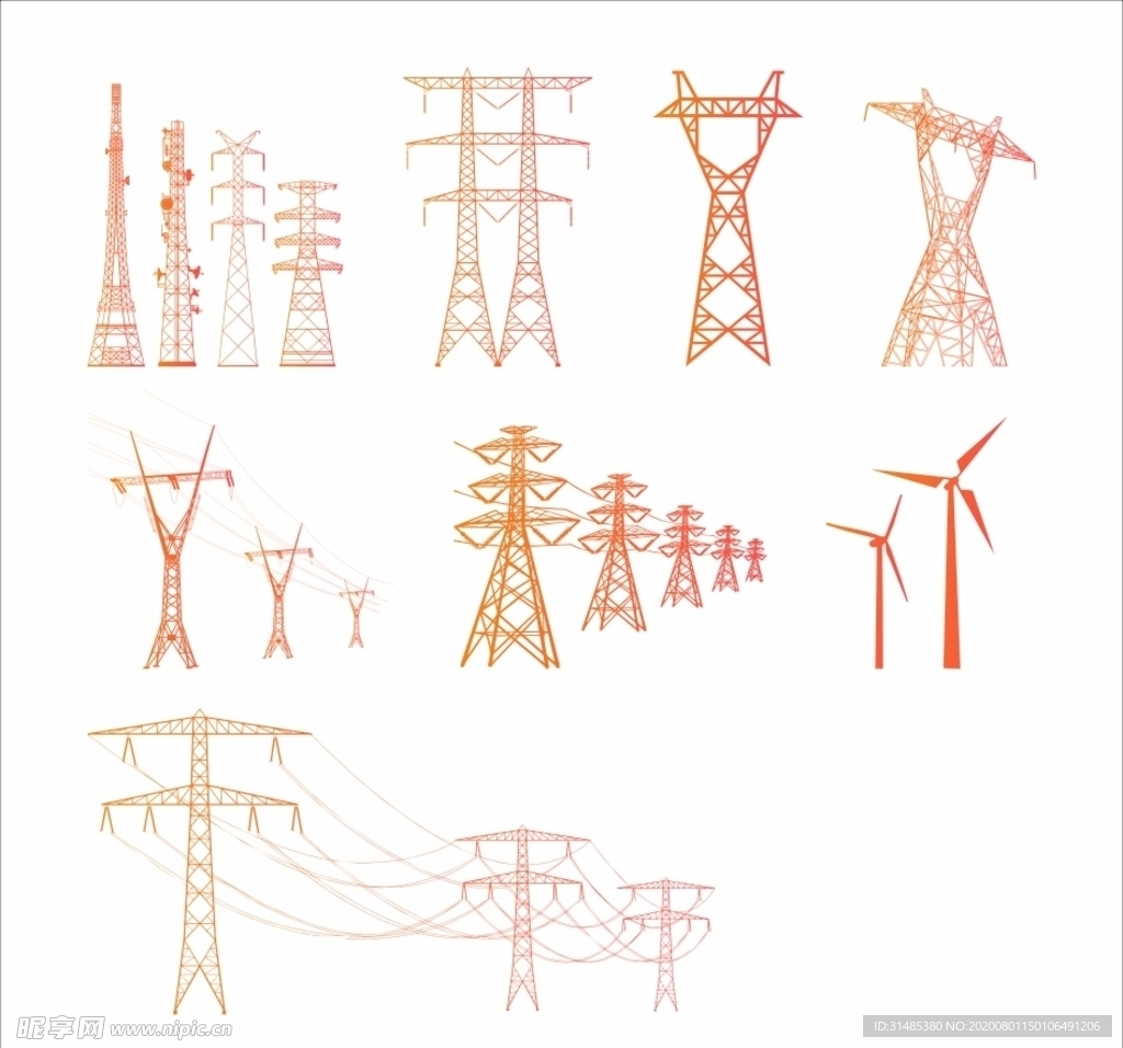 电塔元素电力矢量图片