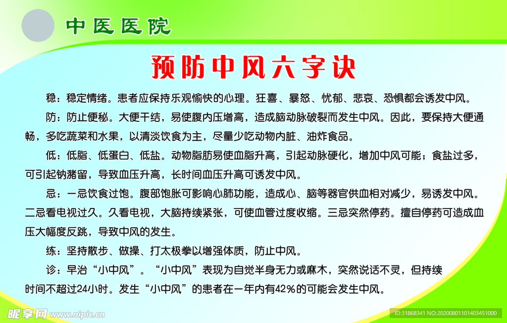 预防中风六字诀