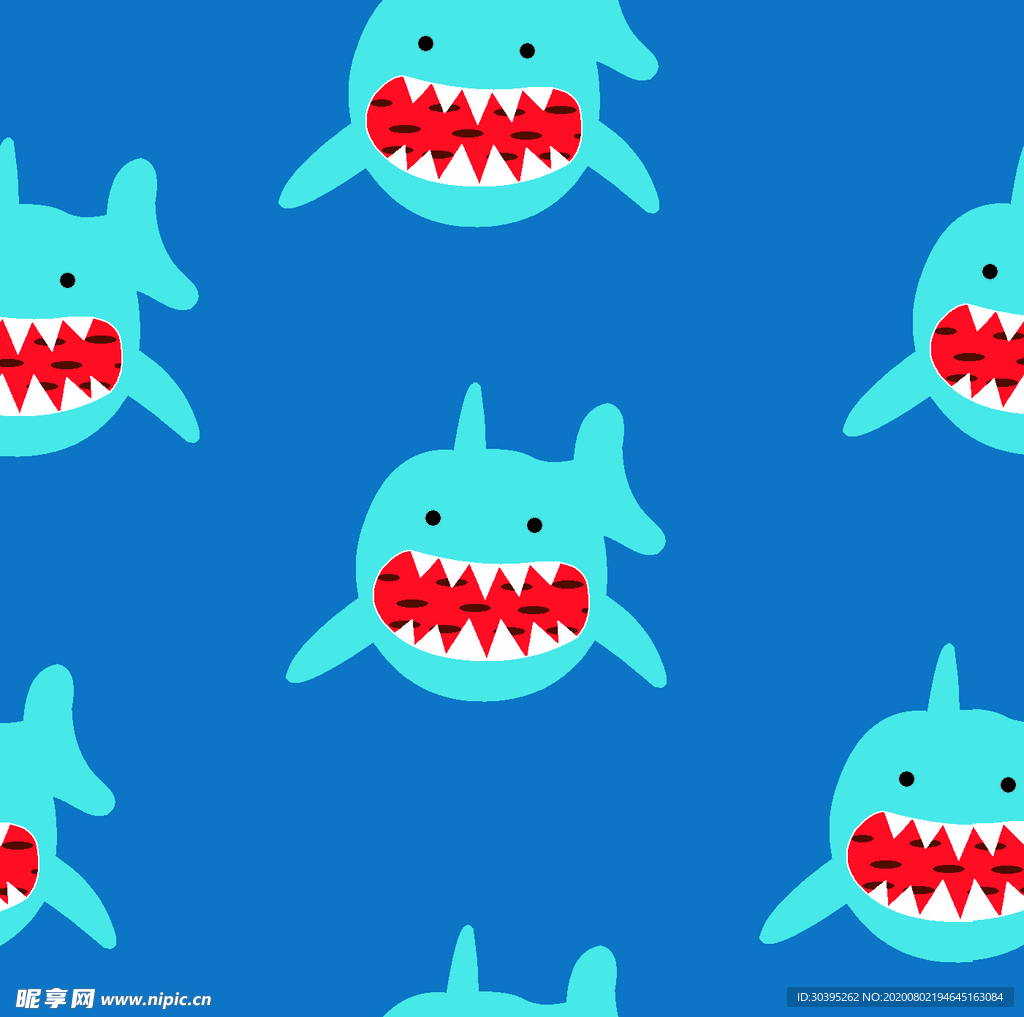 鲨鱼 手绘 色块 动物 爆款