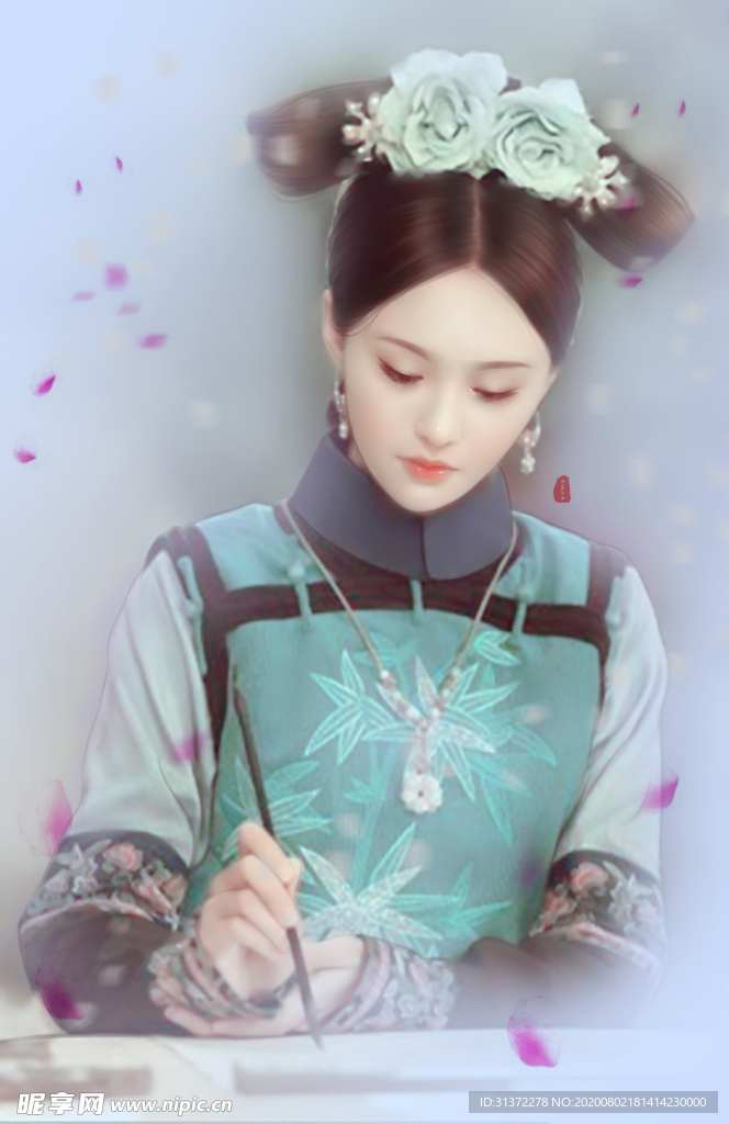 古装帅哥美女插画图片