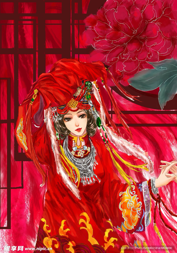 古装帅哥美女插画图片