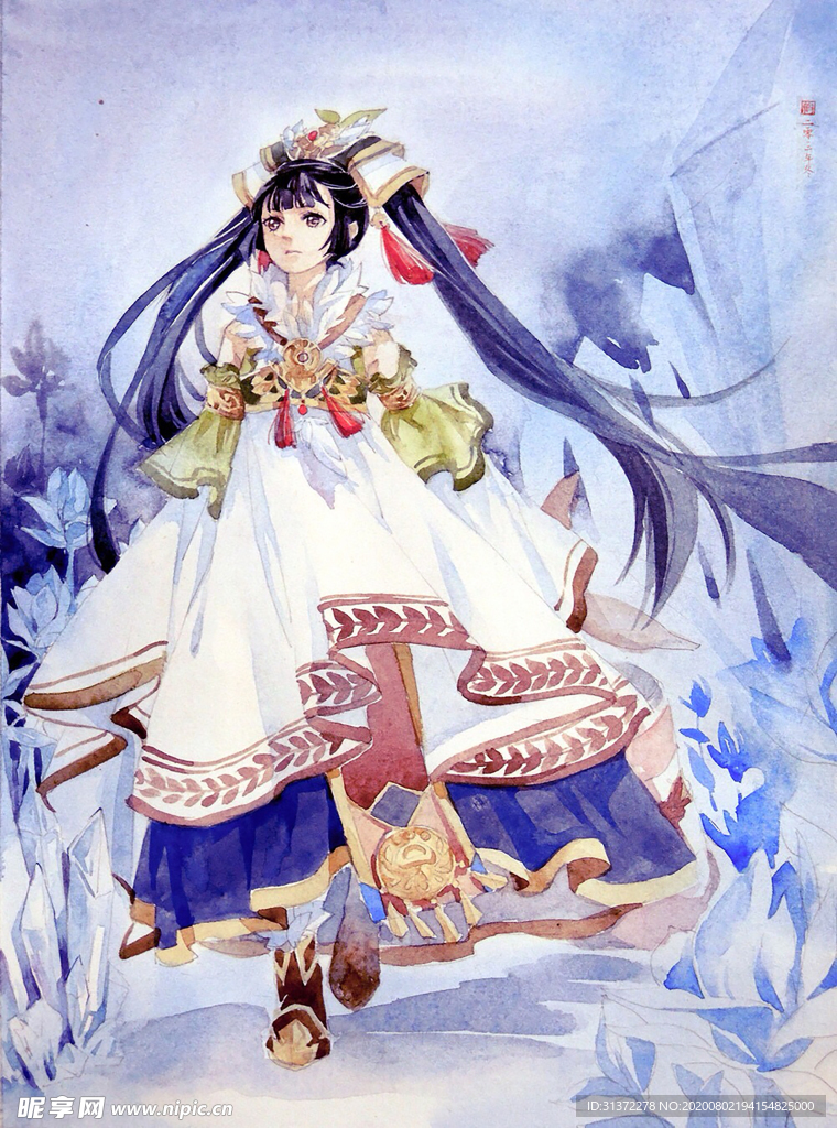 古装帅哥美女插画图片