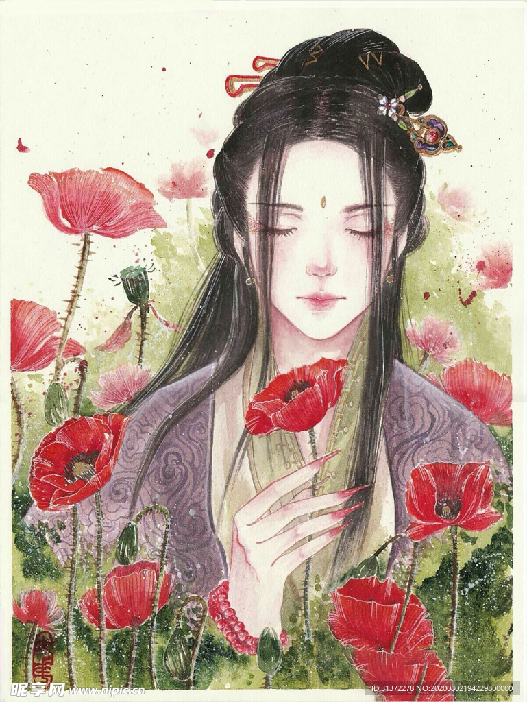 古装帅哥美女插画图片