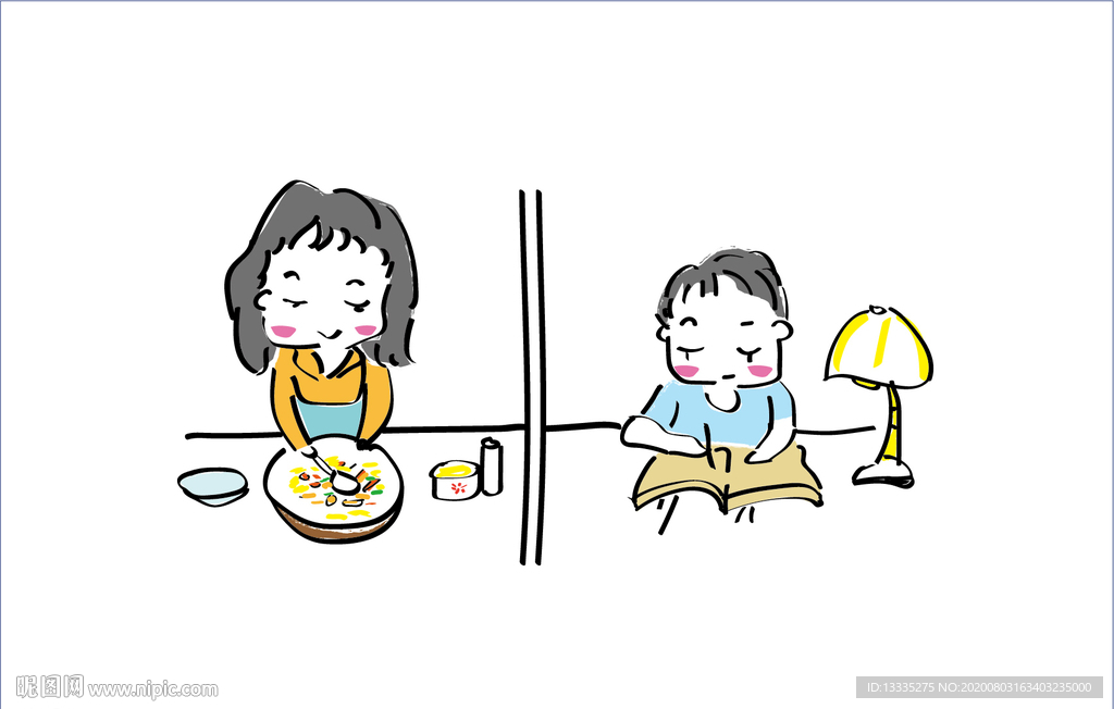 手绘 漫画 妈妈做菜