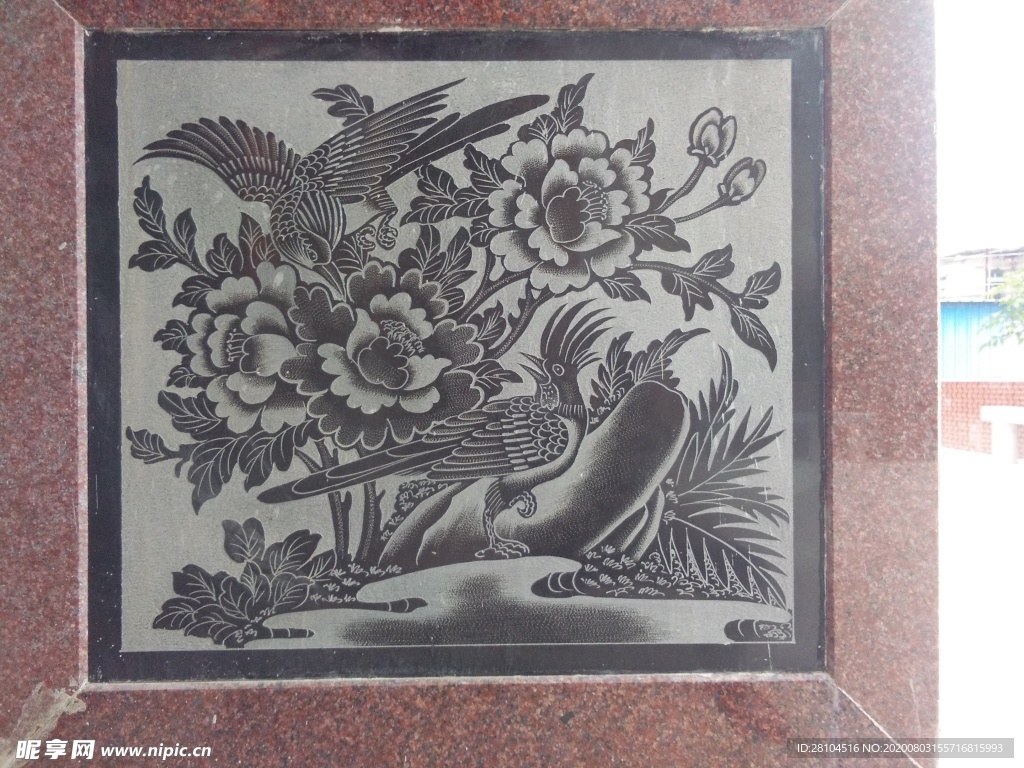 花鸟图影雕