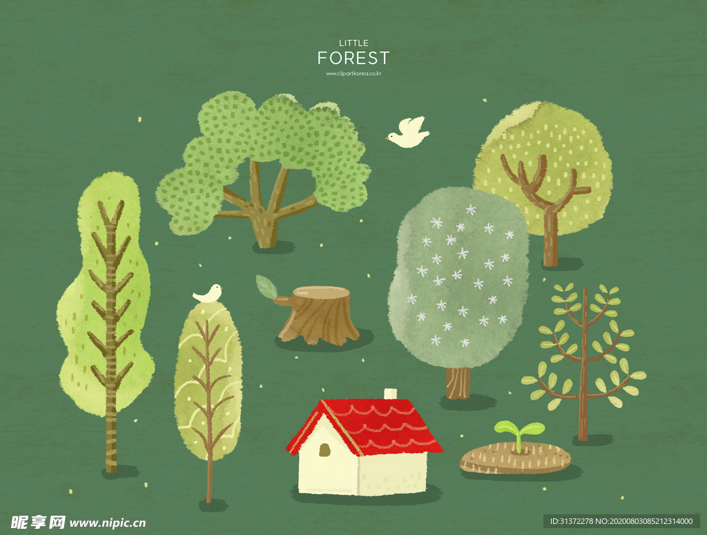 森林插画图片