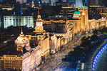 上海国庆70周年外滩灯光夜景