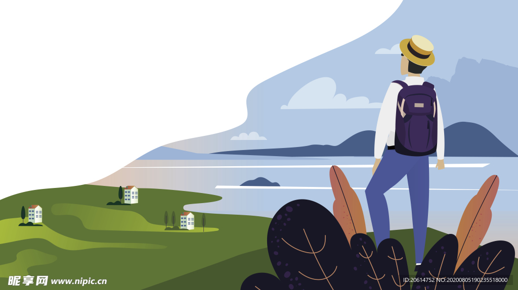 户外旅行漫画海报
