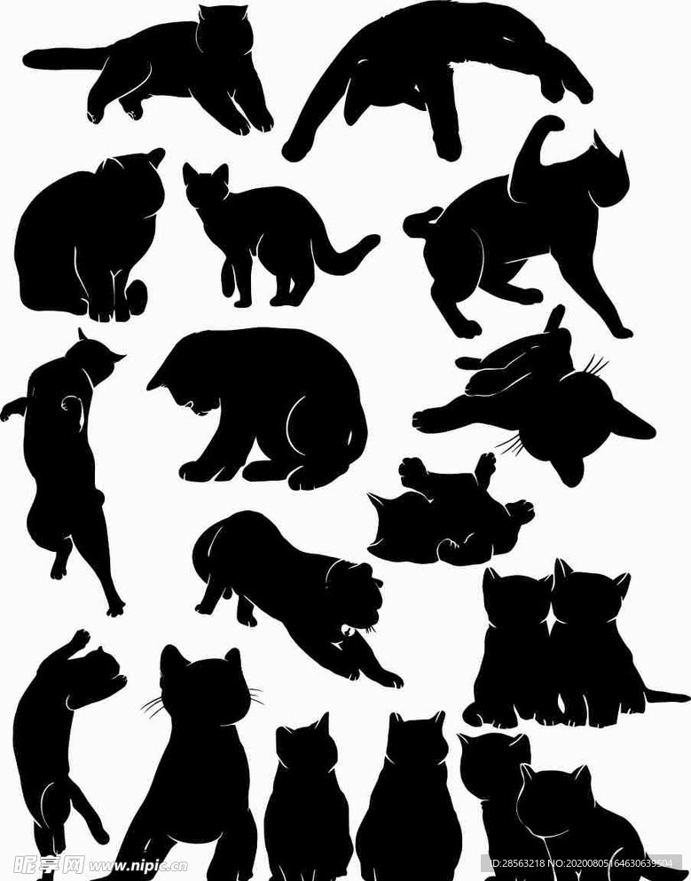 猫咪十二种动态剪影