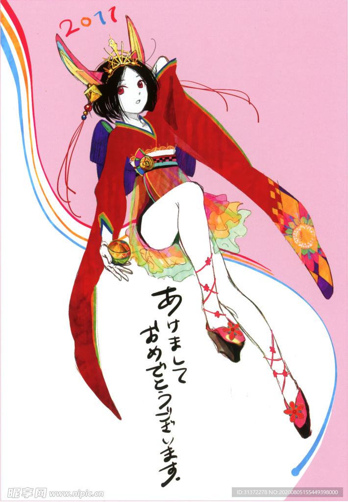 二次元美女手绘插画图片