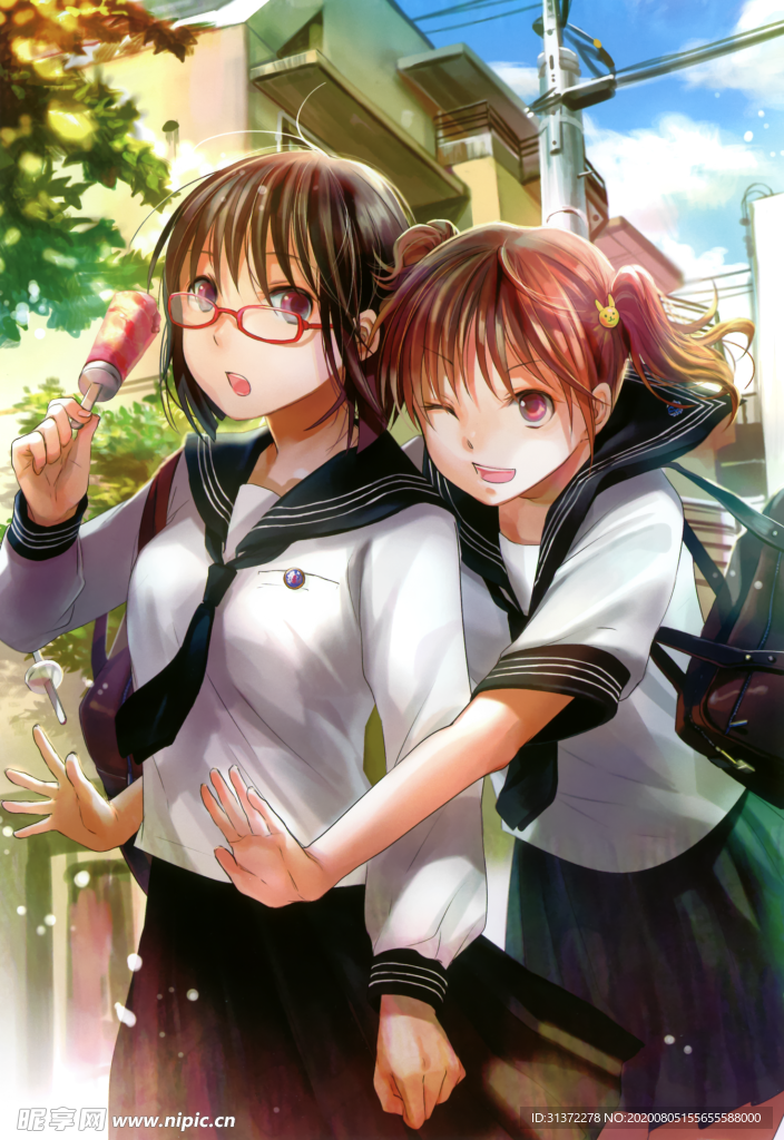 二次元美女手绘插画图片