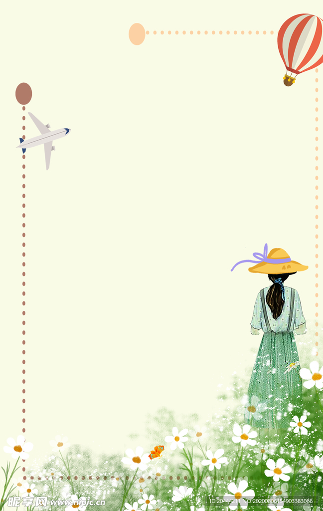 文艺小清新女孩散心背景图