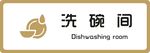 标牌 洗碗间 金色缕空