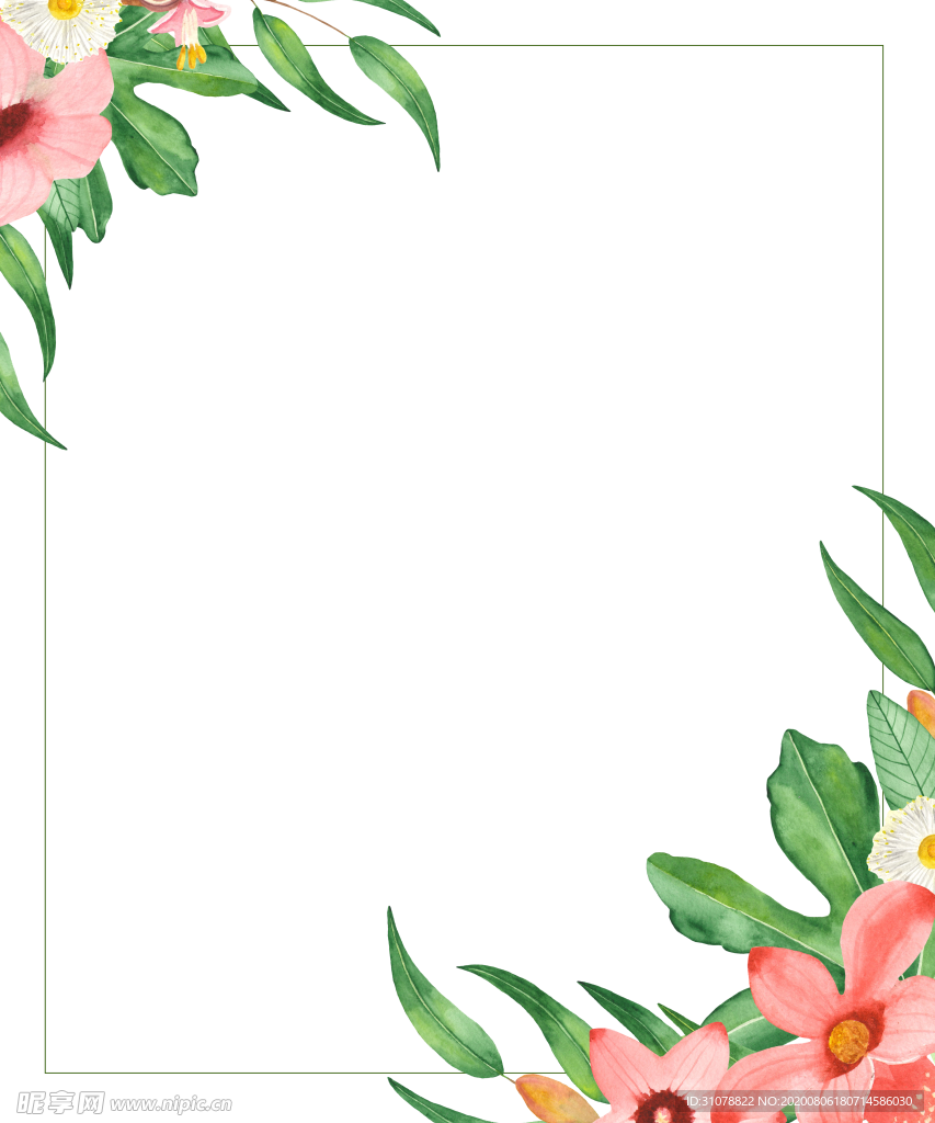 小清新水彩植物花朵