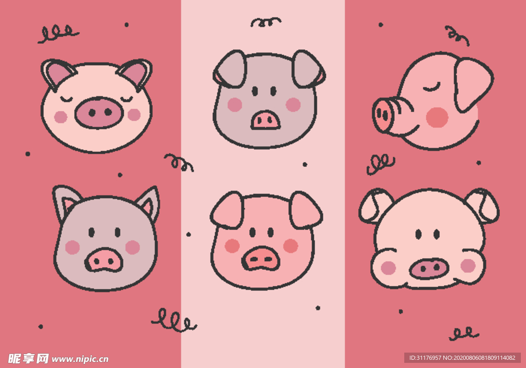 猪头小猪绘画