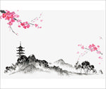 梅花山水画雪梅花素材