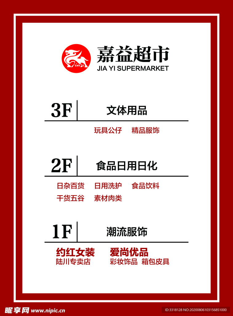 超市楼层牌