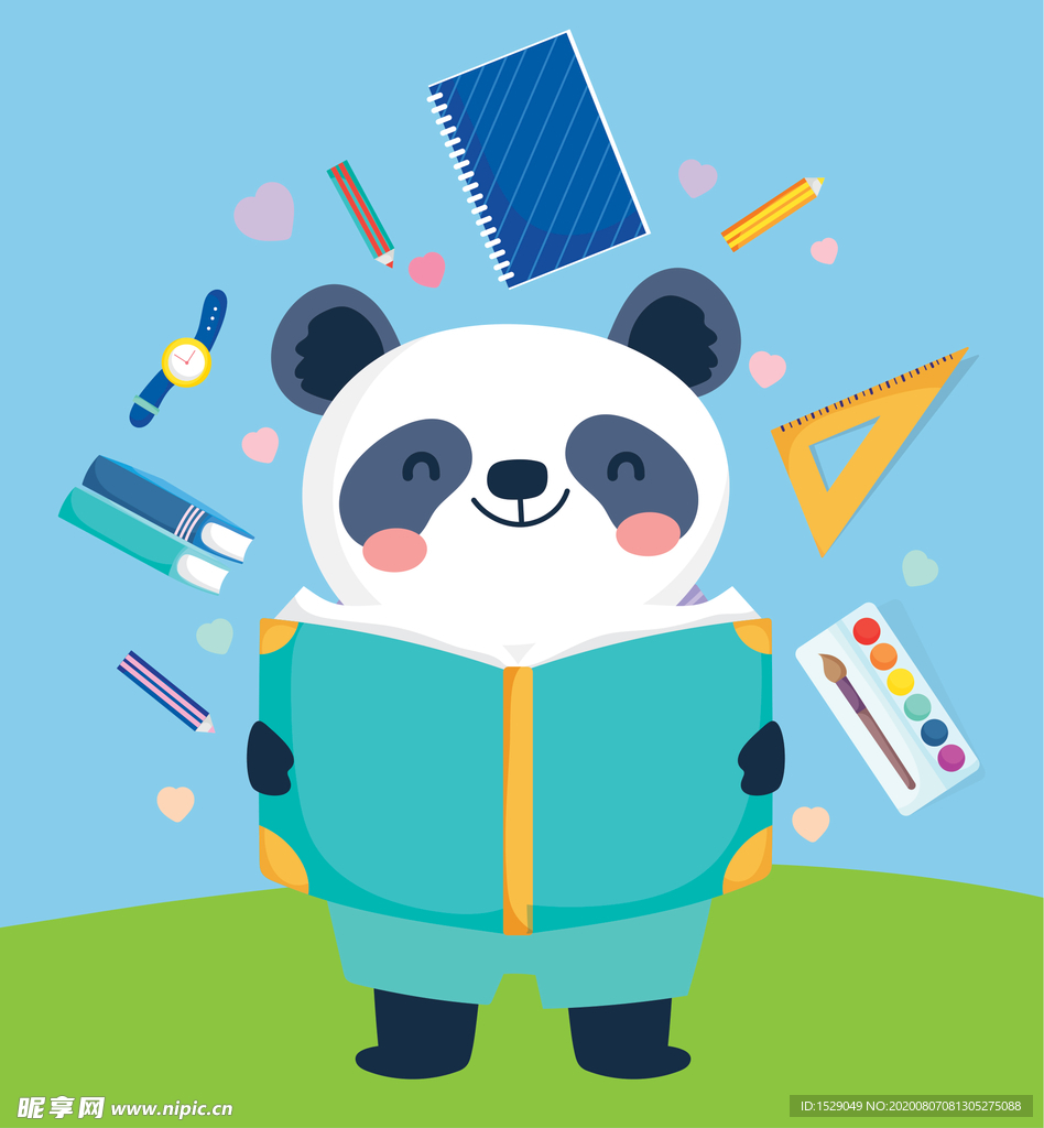 手绘动物开学