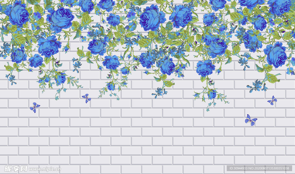 藤条花卉背景墙