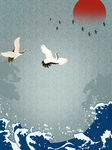 浮世绘日式海浪海报背景