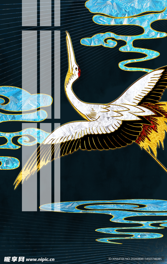 国风复古墙贴墙画壁画背景素材