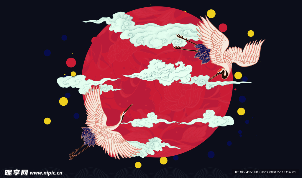 国风复古墙贴墙画壁画背景素材