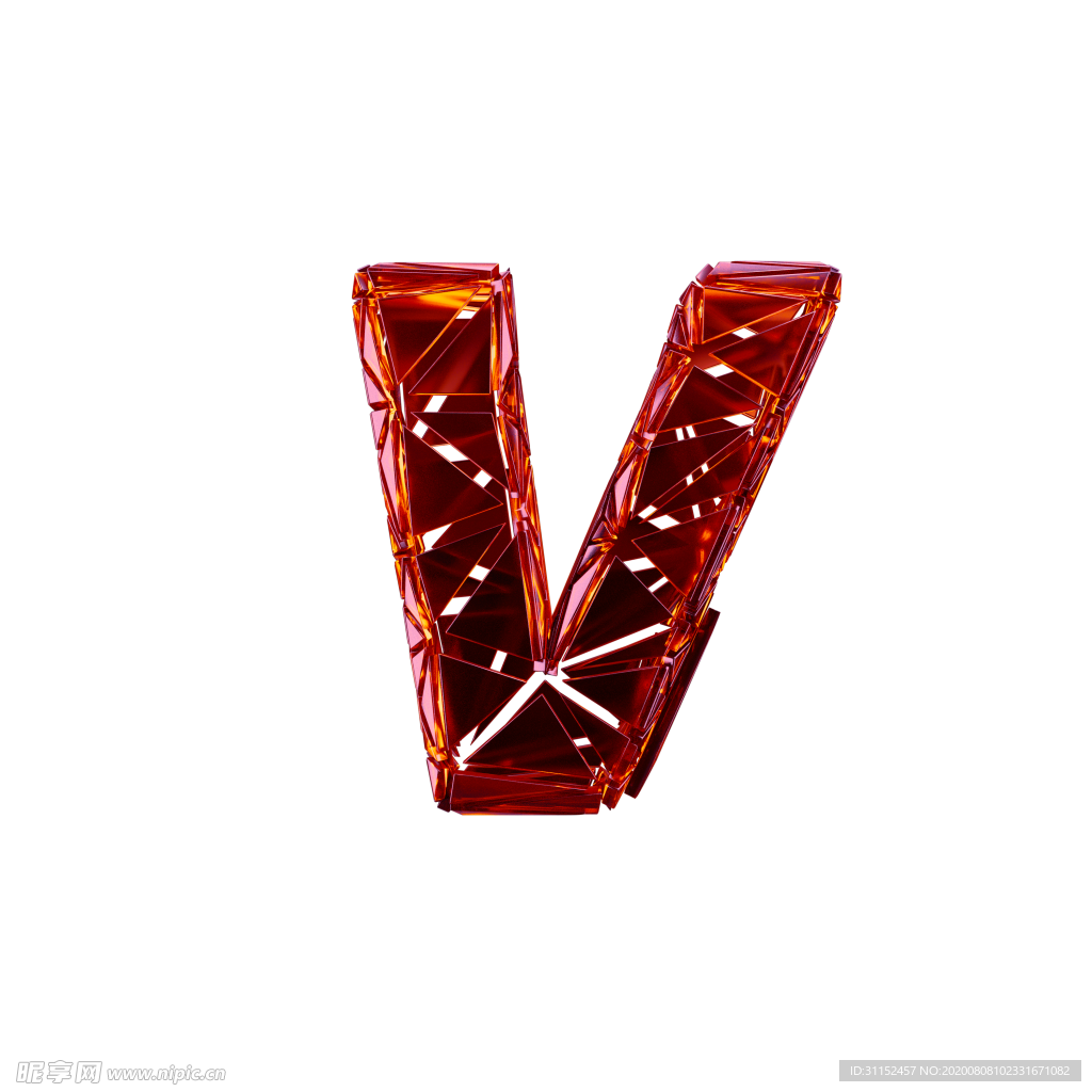 破碎3D字V